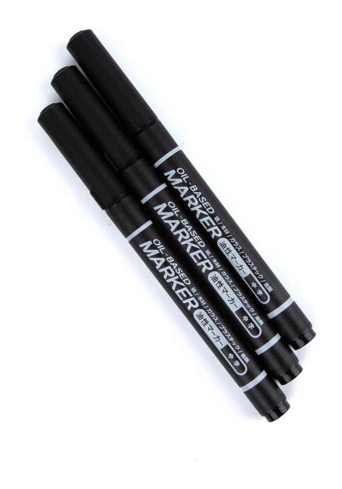 Daiso Oil-Based Marker, Medium Tip - Black - Image 2